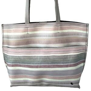 Elliot Lucca Faux Leather Tote Bag Coastal Aria Stripe Large  Effortlessly Sleek